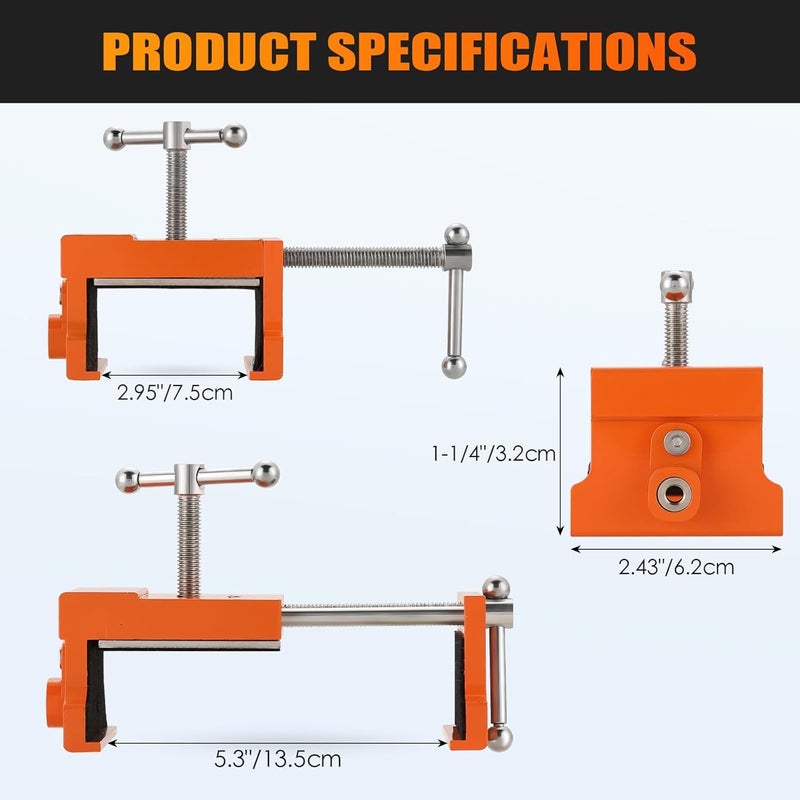weyleity Cabinet Installation Clamps | Cabinetry Clamp for Easy and Quick Face Frame Installation, Cabinet Clamps with Two Side Screws and Drill Hole Guide Cabinet Installation Tools, Orange (2) - Image 2